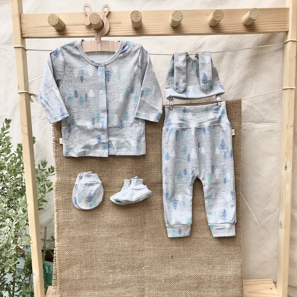 Set dài tay sơ sinh cotton cao cấp cho bé sơ sinh 0-3 tháng