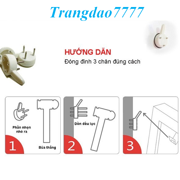 Đinh Ghim 3 Chấu Đóng Tường Treo Khung Tranh Móc Treo Ảnh Vật Dụng Không Cần Khoan Frame Picture Hanger