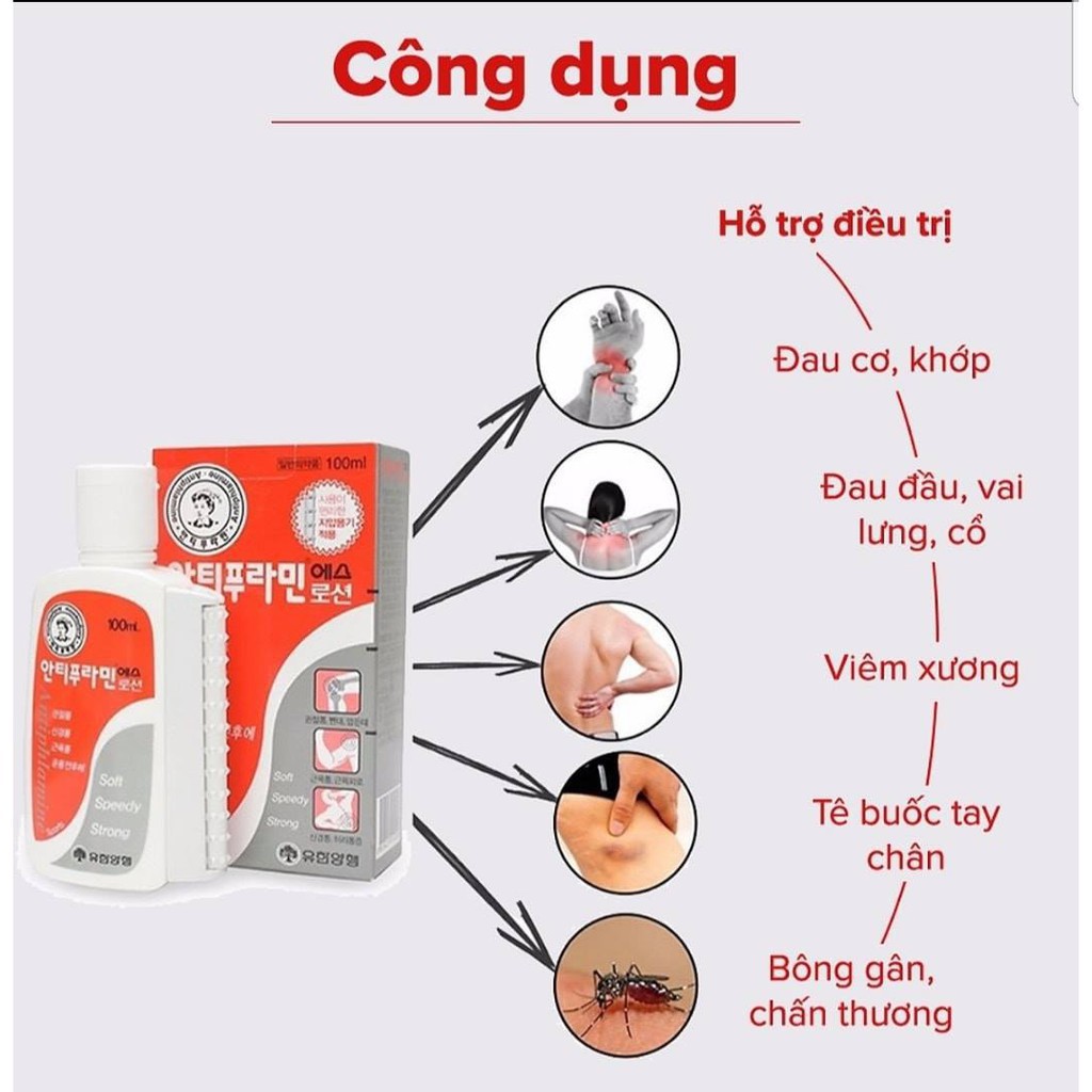 Dầu nóng Hàn Quốc ♥️FREESHIP♥️ Dầu nóng xoa bóp giảm đau nhức xương khớp, Dầu Antiphlamine 100ml - Loại Xịn