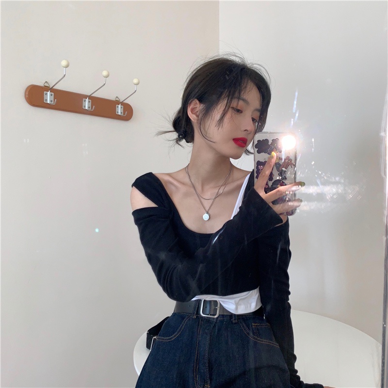 Áo Thun Tay Dài Dáng Ôm Xếp Ly Thời Trang Cho Nữ