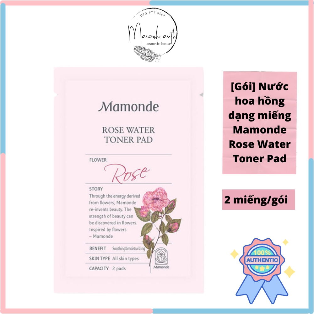 [Gói] Nước hoa hồng dạng miếng - Mamonde Rose Water Toner Pad