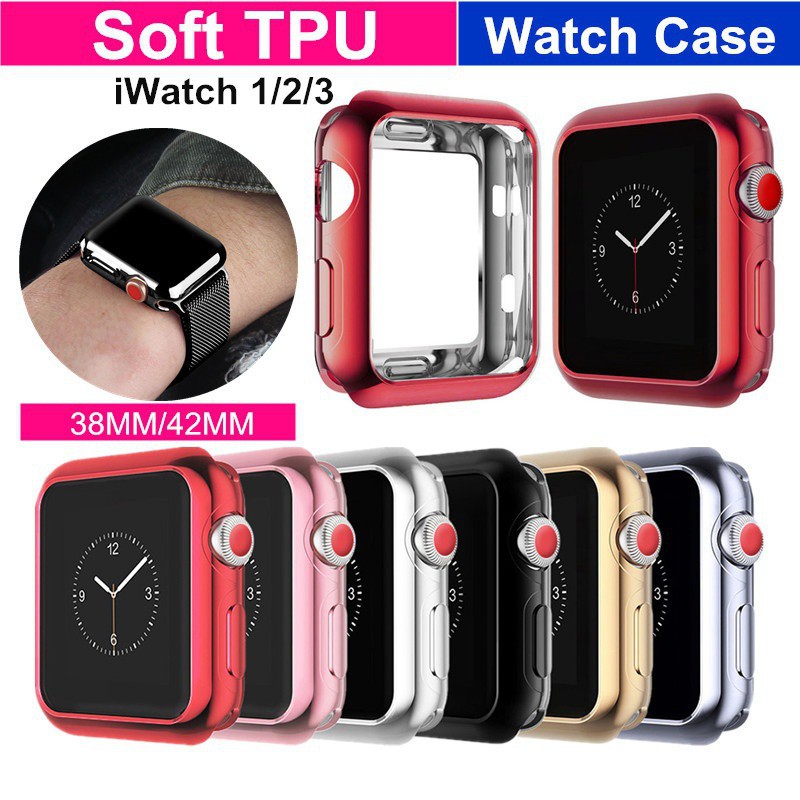 Mạ Chống trầy xước Mềm TPU đồng hồ đeo tay Vỏ Thích hợp cho dòng iWatch 1/2/3/4 38/40/40/44MM