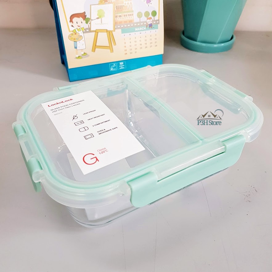 Hộp thủy tinh 2 ngăn Lock&amp;Lock Glass Food Container LLG456 LLG457