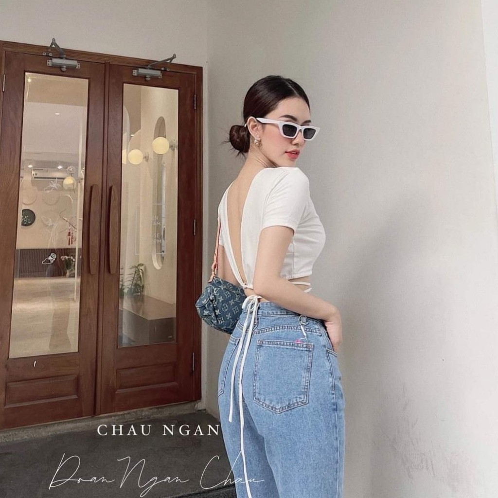 Áo Croptop Tay Ngắn Cột Dây Eo Mặc Được 2 Kiểu Trước Và Sau _ Hàng Chuẩn, Ảnh Thật