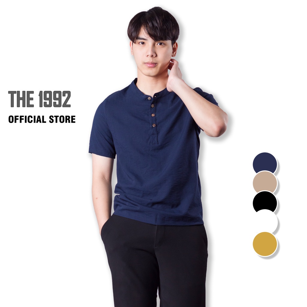 Áo đũi nam THE 1992 Áo linen cộc tay cổ tàu - Hàng nhập khẩu