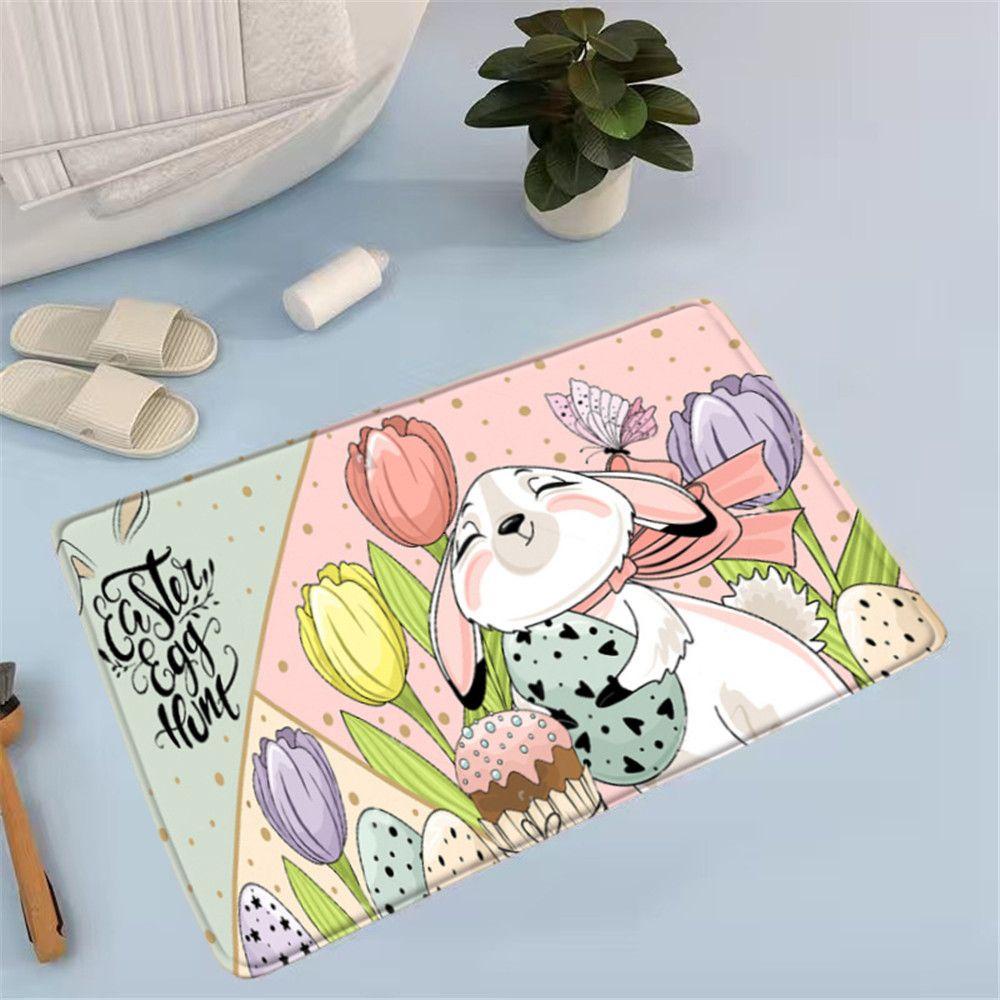 MUVAKO Thảm Lót Sàn Chống Trượt In Hình Thỏ Hoạt Hình Dễ Thương Trang Trí Nhà Cửa