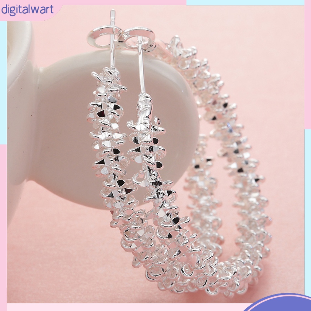 Đôi bông tai khoen tròn mạ bạc thời trang nữ