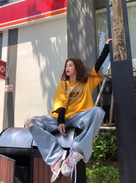 Quần jeans ống rộng Minion Clothing rách, lưng cạp cao, dáng Unisex, phong cách Ulzzang Streetwear Q033