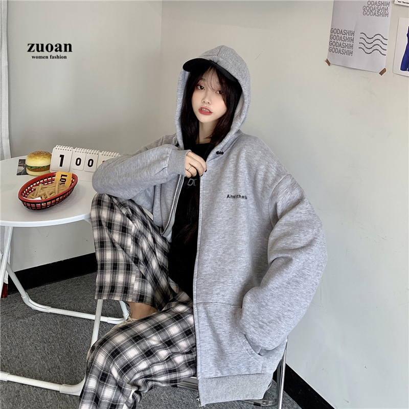 SUXI Áo Hoodies Hoạ Tiết Chữ Thời Trang Thu Đông Cho Phái Nữ