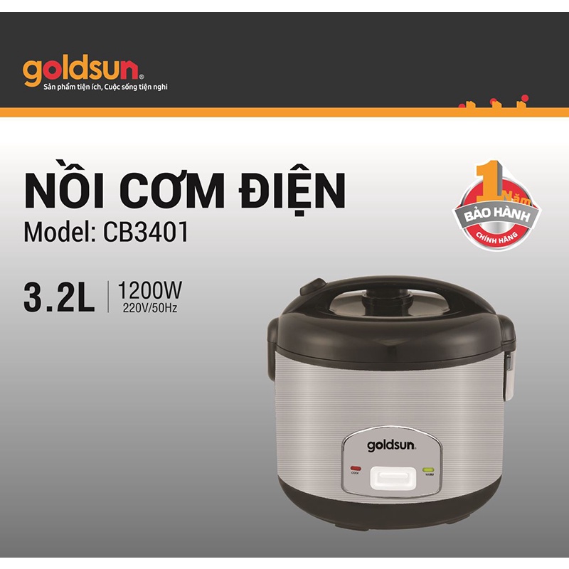 Nồi cơm điện cỡ lớn Goldsun CB3401 dung tích 3.2L