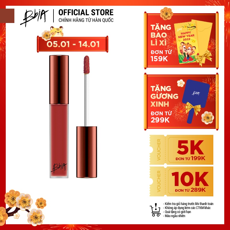 Son Kem Lì Bbia Last Velvet Lip Tint Version 5 - 24 Trendy Note (Màu Hồng Đất Ánh Cam Nhẹ) 5g - Bbia Official Store