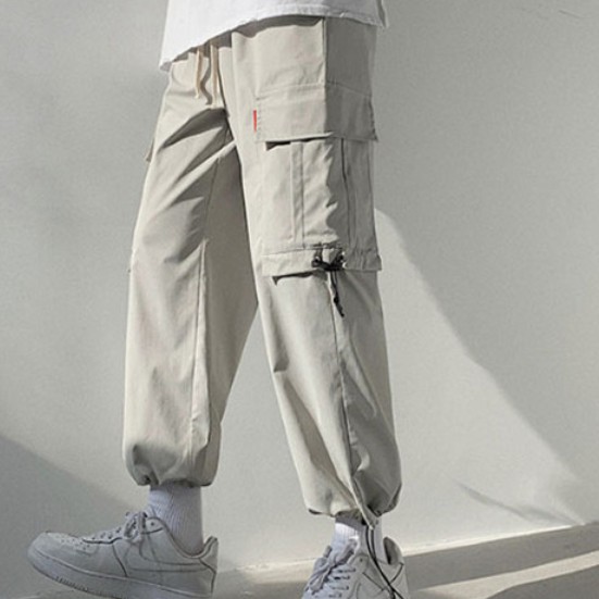 Hip-Hop Men's jogging Pants Fashion nine-point Trousers waist velcro Casual Pants