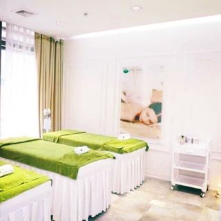 Combo khăn spa massage cao cấp Xanh rêu sang trọng, mát dịu gồm 1 bộ trải giường, quấn body, trải gối