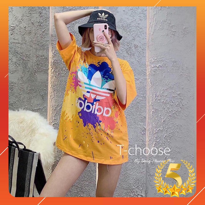 Áo thun cotton tay lỡ unisex vẩy sơn siêu đẹp Hàng y hình