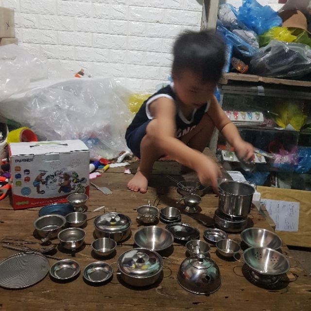 Bộ đồ chơi nấu ăn bằng inox 40 món cho bé kèm ảnh thật video