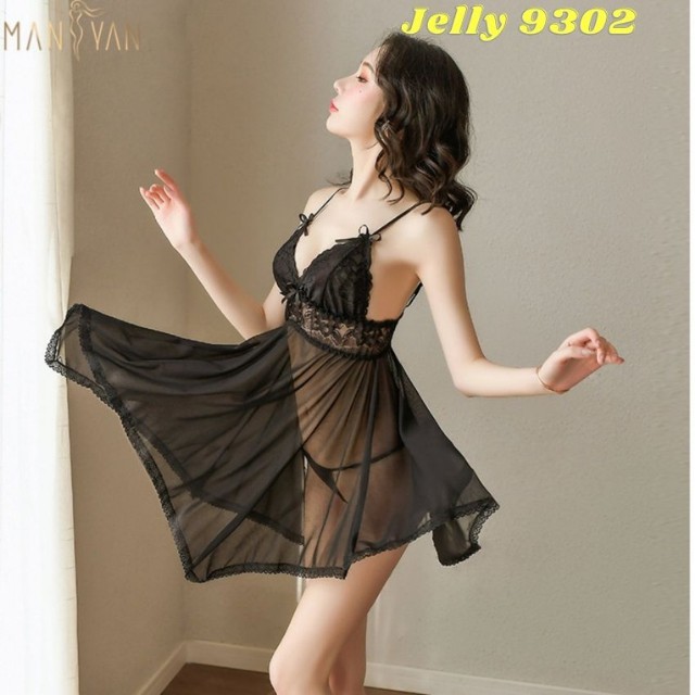 [QUÀ TẶNG] Váy Ngủ 2 Dây Lọt Khe Sexy Gợi Cảm Kèm Quần Chíp Mỏng – Đầm Ngủ Xuyên Thấu Phong Cách Quyến Rũ – Jelly 9302