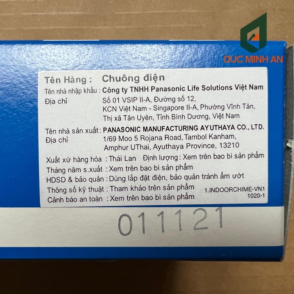 Chuông cửa Panasonic, chuông điện EBG888 và nút nhấn EGG331 hàng chính hãng sản xuất tại Thái Lan