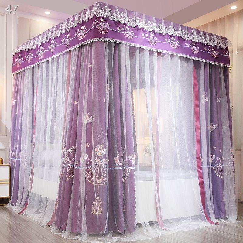 Lưới chống muỗi gia đình màn ngủ tích hợp công chúa chắn gió mã hóa dày ba cửa kiểu cung điện