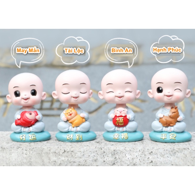 Tượng Chú Tiểu May Mắn Tài Lộc Bình An Trang Trí Bàn Làm Việc