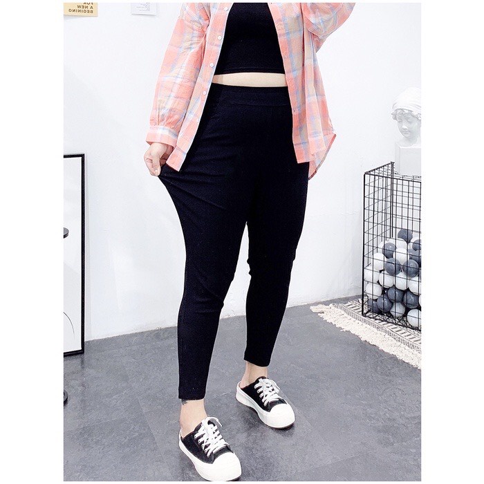Quần legging dài nữ bigsize 60KG -100KG , chất ui hàn co giãn không bai nhão.