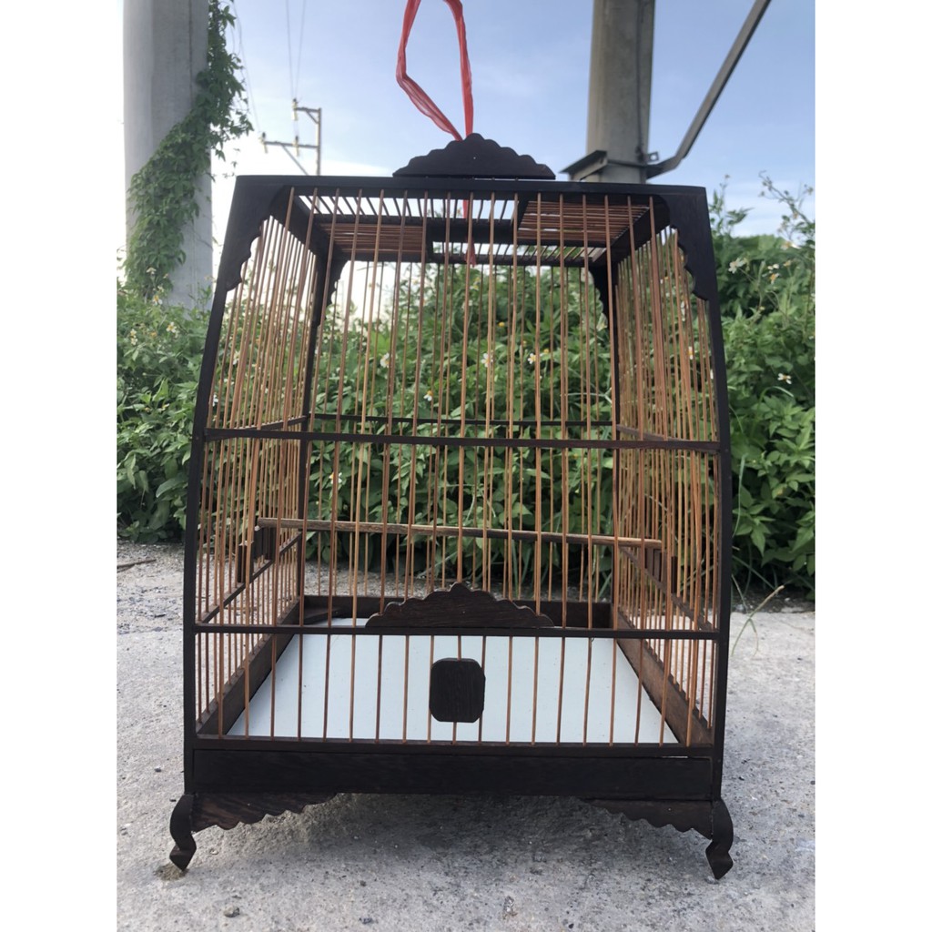 Lồng Chim Chào Mào tự ráp khung lồng chim Gỗ Mun Đuôi Công Chân Quỳ Lá Đề Vân Đẹp Đủ Phụ Kiện LC33 Kabosa