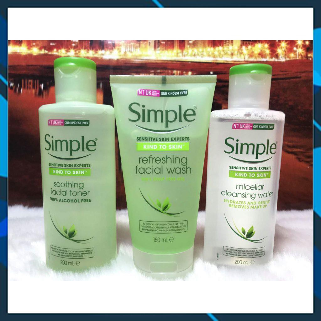 [ SIÊU SALE ]- COMBO LÀM SẠCH SIMPLE  SỮA RỬA MẶT + NƯỚC HOA HỒNG + TẨY TRANG ! | BigBuy360 - bigbuy360.vn