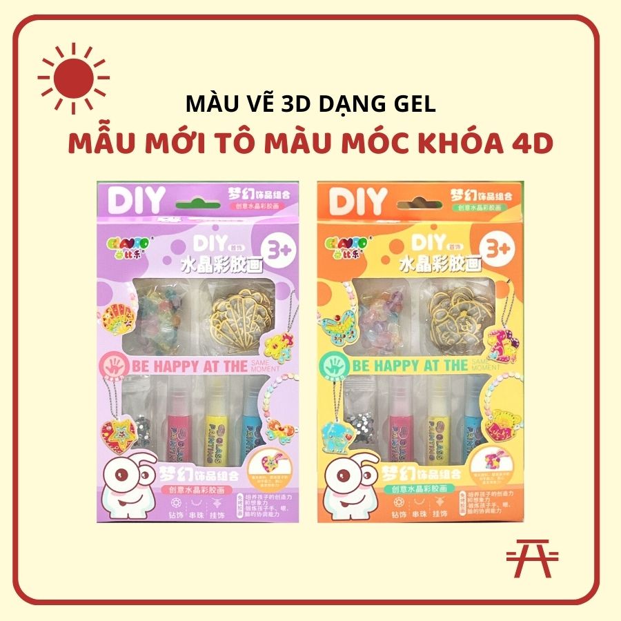Tranh Vẽ 3D Dạng Gel Phiên Bản Tô Màu Móc Khóa 4D Vòng Tay Vòng Cổ Cho Bé