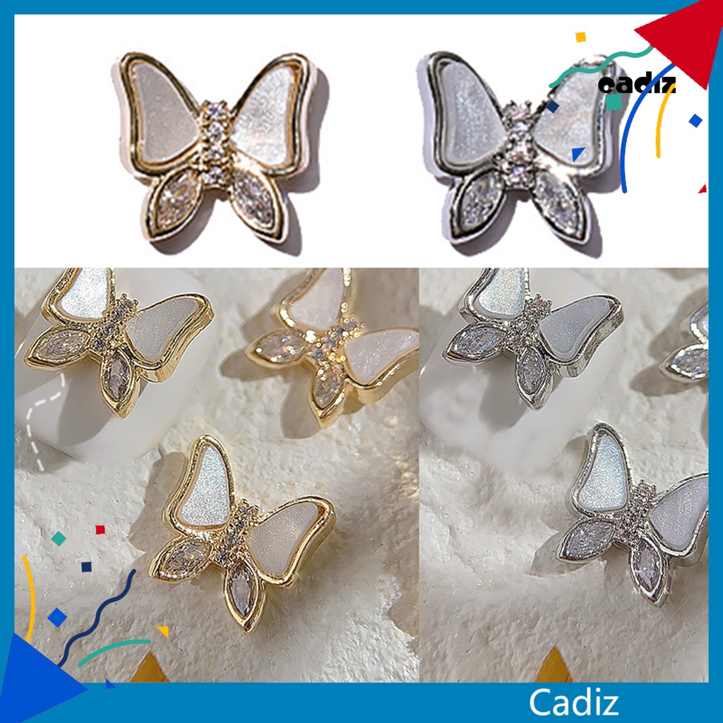 Set 2 Phụ Kiện Trang Trí Móng Hình Bướm 3D Lấp Lánh Không Bị Phai Màu Dành Cho Nữ