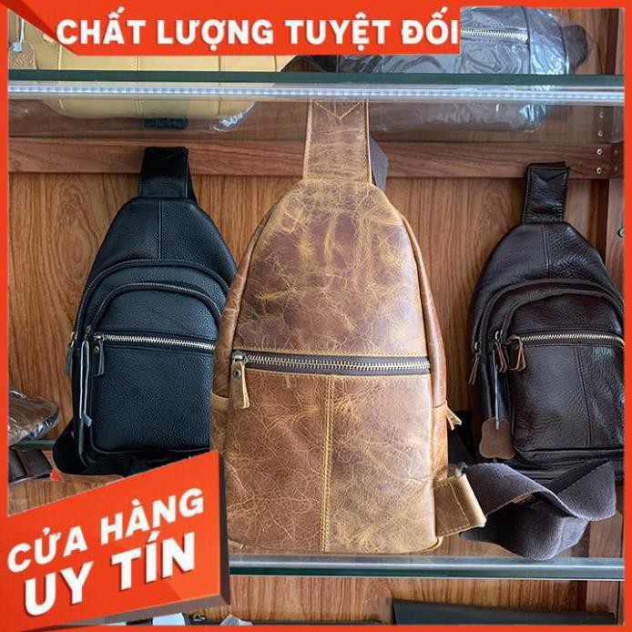 [ Da Cao Cấp 100% ] Túi Đeo Chéo Da Bò Thật Bảo Hành Ba Năm CB03