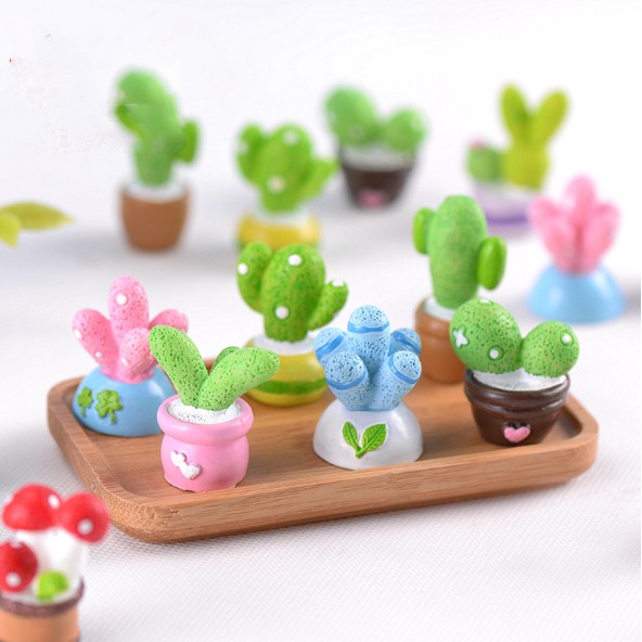 Mô hình các loại chậu xương rồng mini trang trí nhà búp bê, tiểu cảnh, bonsai, móc khóa, DIY