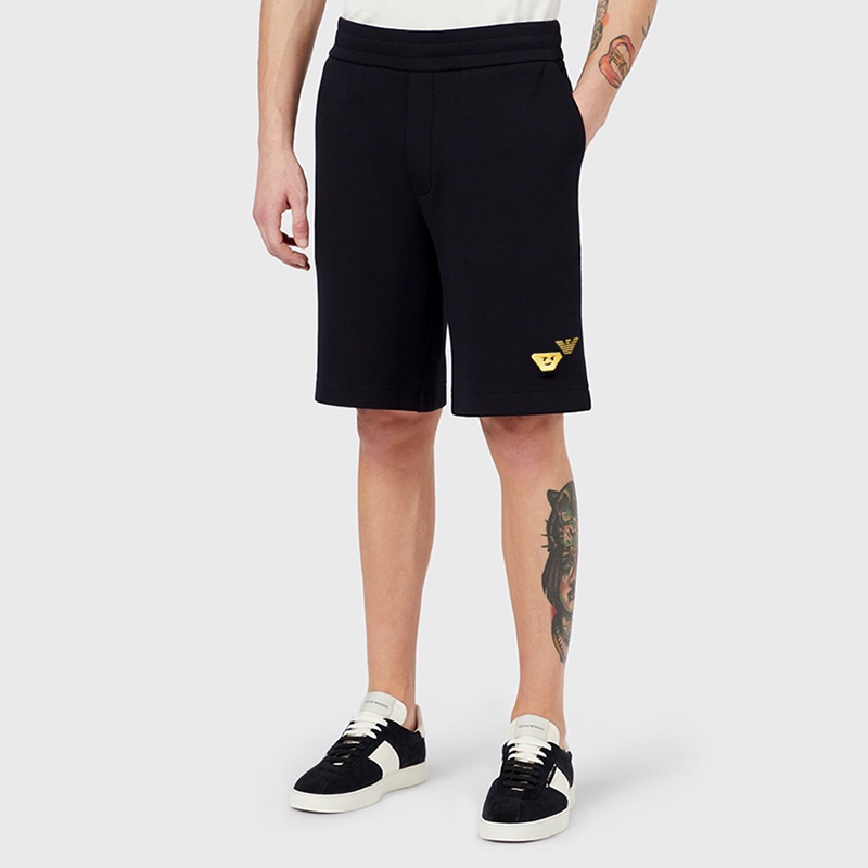 EMPORIO ARMANI Quần Short Cotton In Hình Khuôn Mặt Thời Trang Nam