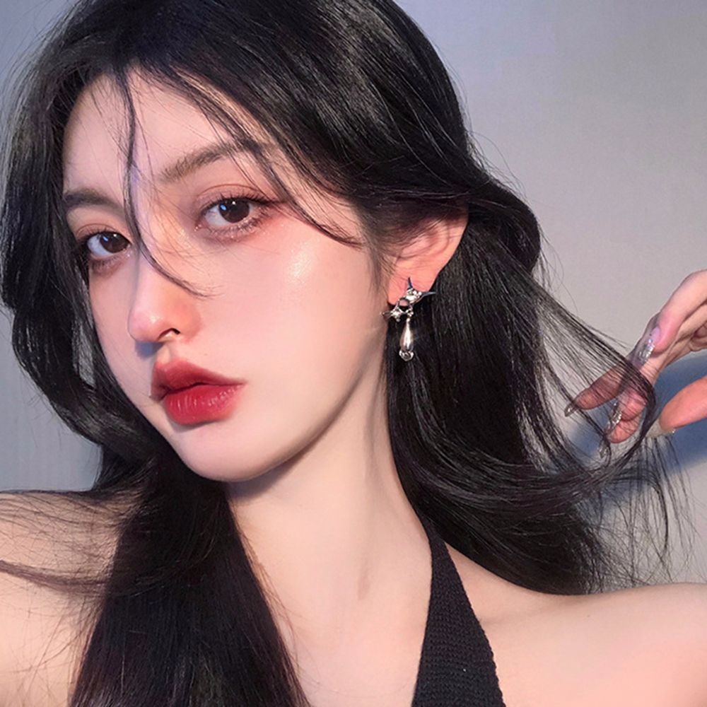 Bông Tai Hình Giọt Nước / Ngôi Sao Bằng Hợp Kim Đính Đá Nhiều Màu Thanh Lịch Cho Nữ