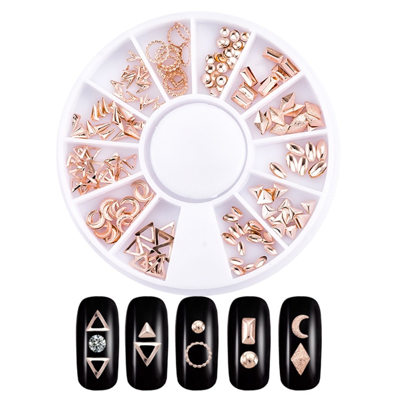 1 Hộp Nhãn Dán Trang Trí Móng Nghệ Thuật Bằng Kim Loại Nhiều Hình Dạng DIY