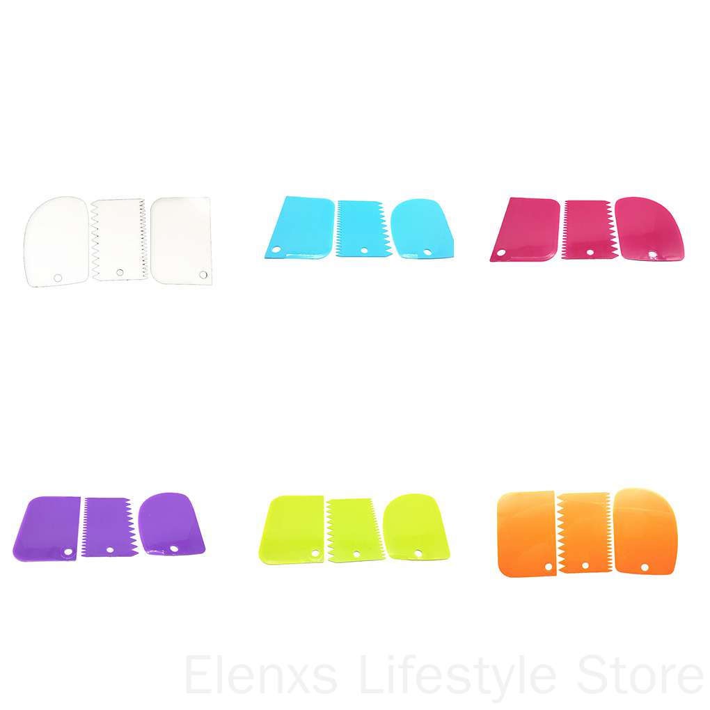 Bộ 3 Dụng Cụ Cạo Viền Bánh Kem Răng Không Đều Bằng Nhựa Đa Năng Nhiều Màu Tùy Chọn