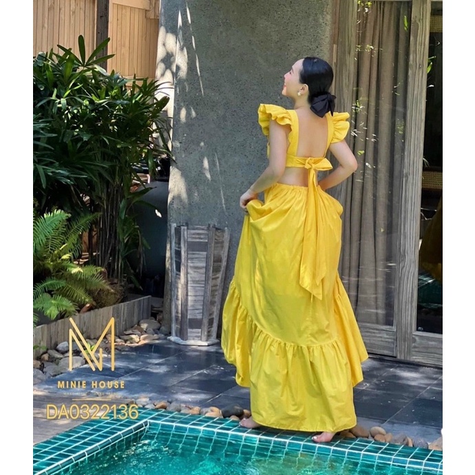 Đầm maxi cánh tiên cut eo nơ lưng siêu sang chảnh sẵn 4 màu kèm ảnh thật