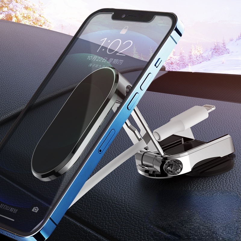 360° Giá Đỡ Điện Thoại Từ Tính Chống Trượt Có Thể Gấp Gọn Cho Xe Hơi