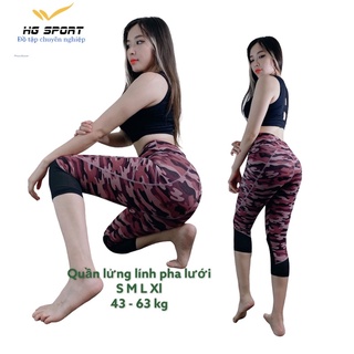 Quần Lửng Tập Gym Nữ Lưng Cao Phối Lưới, Đồ Tập Yoga, Thể Thao  từ 45-60 kg QLL403