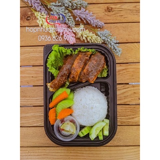 Hộp nhựa đựng cơm salad 2 ngăn to Ht205