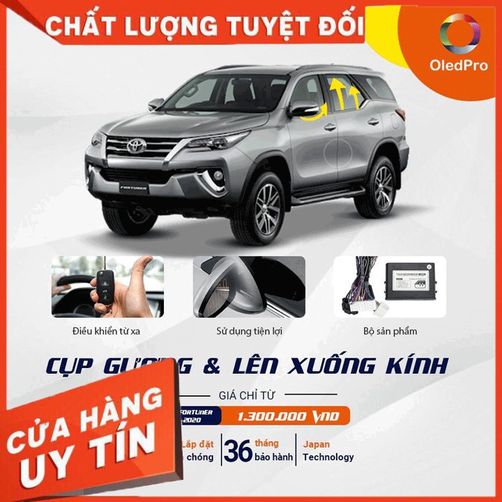 Bộ gập gương lên kính cho xe Toyota Fortuner 2017-2020 chính hãng OLEDPRO - Tặng 1xCam Lùi Siêu Nét ,1x vorcher của shop