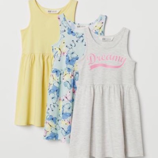 Set 3 đầm cotton sát nách HM 2019 kid authentic sẵn sz 1,5-10y