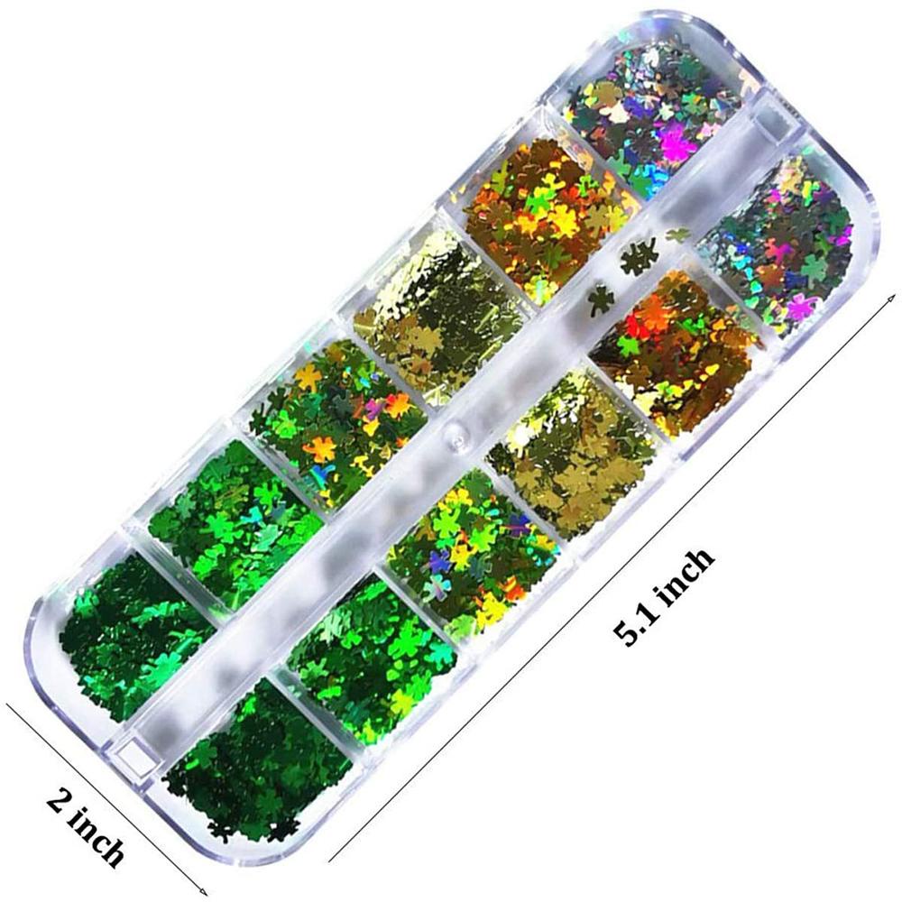 OCEANMAP 1 Hộp Cỏ Bốn Lá May Mắn Dán Móng Nghệ Thuật
