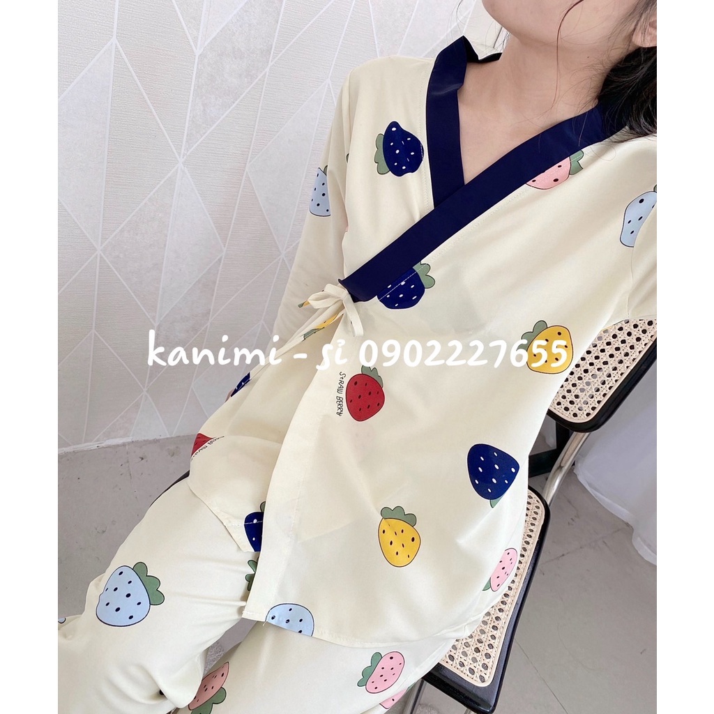Bộ Pijama Kimono dài tay họa tiết dễ thương Chất kate Thái đẹp - BD03