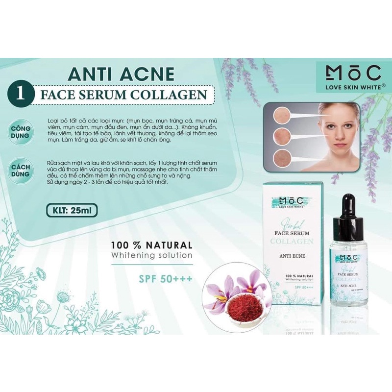 Serum Ngừa Mụn Thâm, Kháng Khuẩn, Ngừa Lão Hoá, Dưỡng Trắng Da, Giữ Ẩm MOC Love Skin White 25ml