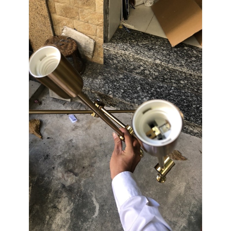 Đèn thả Trần Thả phòng khách mạ đồng 6 bóng Simple TH326