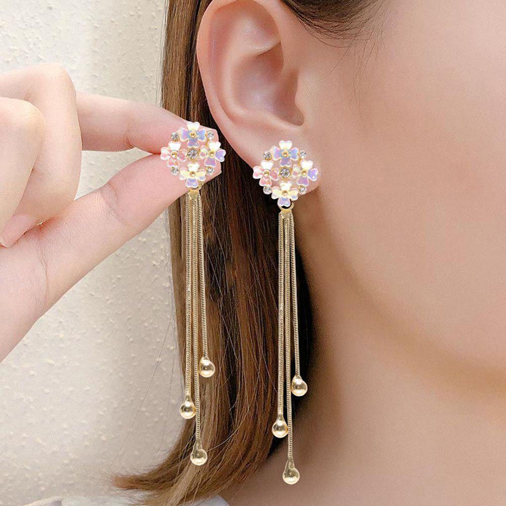 Khuyên Tai Chuỗi Hình Hoa Phong Cách Retro Thanh Lịch Cho Nữ