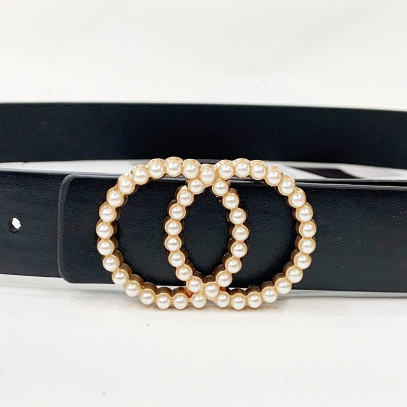 Thắt Lưng Da Khóa Ngọc Trai Thời Trang Cho Nữ