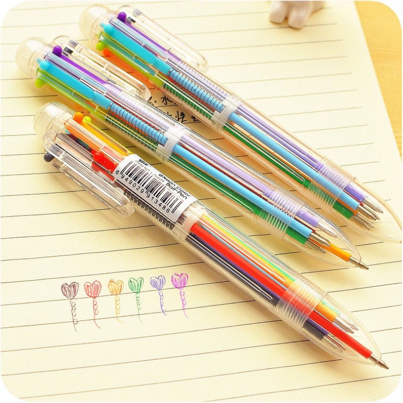 Bút bi nhiều màu - 6 nàu - cute - ngòi 0,7mm - Bút bi cute học sinh , sinh viên - MIYABI STORE