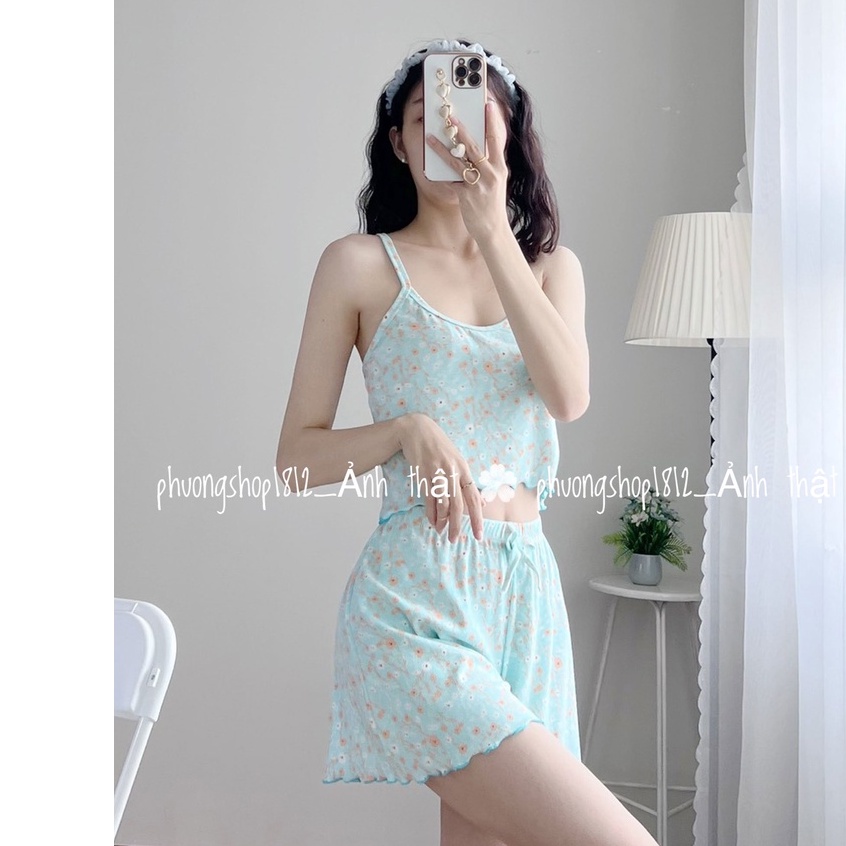 Sét Bộ mặc hai dây chéo sau lưng+quần xèo có nơ siêu dễ thương -