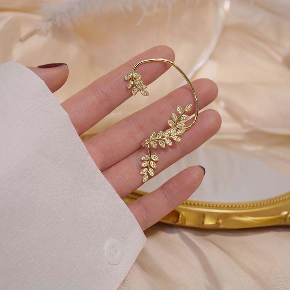 Bông Tai Hình Chiếc Lá Đính Đá Hợp Thời Trang Cho Nữ