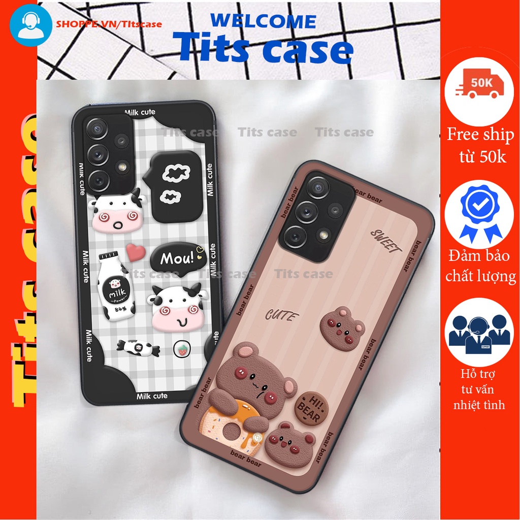 Ốp lưng Samsung Galaxy A32 4G in hình bò sữa, gấu be@r, cute cực  ĐỈNH -  cực CHẤT-  cực COOL